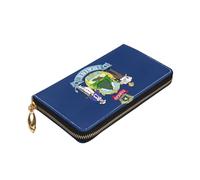 Longzehao Maine State Flag Print Premium Leather Zip Around Wallet for Men and Women Checkbook Cover RFID Blocking