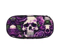 LONGZEHAO many Purple Rose Skull Print Simple rectangle Pen bag Storage case for Office supplies,cosmetics,toiletries