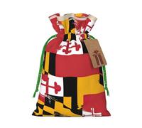 Longzehao maryland flag Print Christmas Drawstring Gift Bags,Gift Wrapping Bag for Xmas Holiday Birthday Party