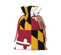 Longzehao Maryland State Flag Print Christmas Drawstring Gift Bags,Gift Wrapping Bag for Xmas Holiday Birthday Party