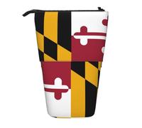 Longzehao Maryland State Flag Print Telescopic Pencil Bag Pen Holder Pop Up Storage Case,Standing Portable pen Case, Black, One Size