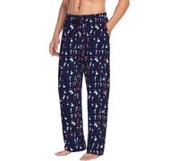Longzehao Men's Ballroom Dance Pattern Print Sleepwear Pajama Pants,Drawstring Lounge Soft Sleep Pants with Pockets, Black, Large