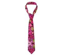 Longzehao Men's Budding roses Print silk suit tie,Business Formal printed Necktie for wedding, party,work, Black, One Size, Black, One Size