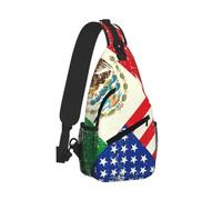 Longzehao Mexican American Flag Print Sling Bag Small Crossbody Backpack Chest Shoulder Bag Travel Hiking Daypack