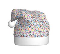 Longzehao Mexican Otomi Animals Print Santa Hat for Adult Christmas Hat Unisex Velvet for Festive Party
