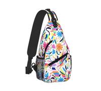 Longzehao Mexican Otomi Animals Print Sling Bag Small Crossbody Backpack Chest Shoulder Bag Travel Hiking Daypack