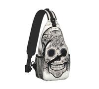 Longzehao Mexican Skull Print Sling Bag Small Crossbody Backpack Chest Shoulder Bag Travel Hiking Daypack