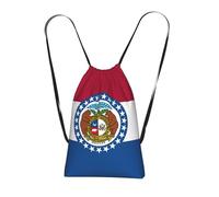 Longzehao Missouri State Flag Print Drawstring Backpack,String Backpack Storage bag for Gym Traveling Sport Beach Swim