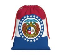 Longzehao Missouri State Flag Print Drawstring Gift Bags For Christmas,Holiday Gift Wrapping Bag Assorted Sizes