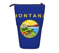 Longzehao Montana State Flag Print Telescopic Pencil Bag Pen Holder Pop Up Storage Case,Standing Portable pen Case, Black, One Size