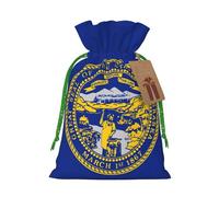 Longzehao Nebraska Flag Print Christmas Drawstring Gift Bags,Gift Wrapping Bag for Xmas Holiday Birthday Party