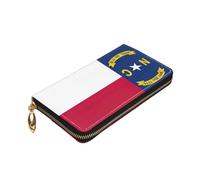 Longzehao North Carolina state flag Print Premium Leather Zip Around Wallet for Men and Women Checkbook Cover RFID Blocking