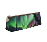 Longzehao Northern Lights Painting Print Simple Triangular Pencil Case Storage Bag for Office Supplies, Cosmetics, Toiletries, White, One Size, Art Deco, White, One size, art deco