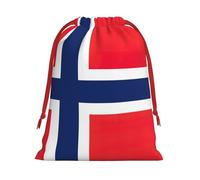Longzehao Norwegian flag Print Drawstring Gift Bags For Christmas,Holiday Gift Wrapping Bag Assorted Sizes