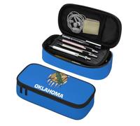Longzehao Oklahoma State Flag Print Big Capacity Pencil Case Storage Organizer Makeup Bag Office Stationery Pouch