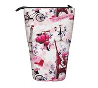 Longzehao Paris Eiffel Tower France Print Telescopic Pencil Bag Pen Holder Pop Up Storage Case,Standing Portable pen Case