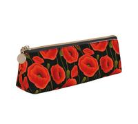 Longzehao Poppy Flowers Print Simple Triangular Pencil Case Storage Bag for Stationery, Cosmetics, Toiletries, White, One Size, Art Deco, white( ), One Size, Art Deco