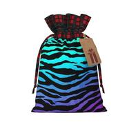 Longzehao Purple Blue Green Camouflage Zebra Stripes Print Christmas Drawstring Gift Bags,Gifts Wrapping Bag for Birthday Holiday Xmas Party