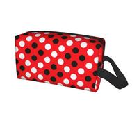 Longzehao red white polka dot Print Travel Storage Bag for men women,Portable Toiletry Bag Large Capacity Organizer
