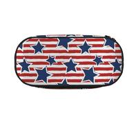 LONGZEHAO red white star stripe flag Print Simple rectangle Pen bag Storage case for Office supplies,cosmetics,toiletries