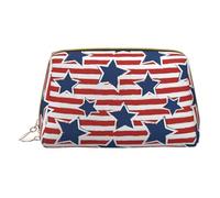 Longzehao Red White Star Striped Flag Print Leather Zipper Cosmetic Pouch Cosmetic Pouch Travel Organizer Toiletry Bag,White,One Size, white( ), One Size
