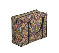 Longzehao Reusable Ethnic Circles Floral Pattern Print Grocery Bags,Large Utility Tote Bag,Portable shopping storage bag