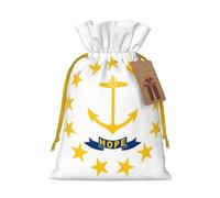 Longzehao Rhode Island State Flag Print Christmas Drawstring Gift Bags,Gift Wrapping Bag for Xmas Holiday Birthday Party
