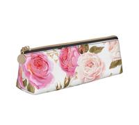 Longzehao rose flower Print Simple triangular Pen case Storage bag for Office supplies, cosmetics, toiletries, White, One Size, Art Deco