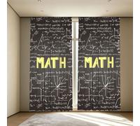 Longzehao School Math Print Blackout Curtains for Bedroom Living Room Thermal Insulated Window Drapes