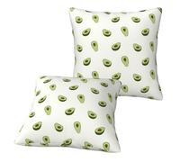 Longzehao Set of 2 Avocado Print Decor Throw Pillow Covers Square Sofa Cushion Cases for Couch Bed Car.