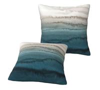 LONGZEHAO Set of 2 Within The Tides Print Decor Throw Pillow Covers Square Sofa Cushion Cases for Couch Bed Car.