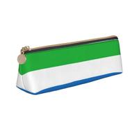 Longzehao Sierra Leone flag Print Leather Pencil Pouch Cosmetic Makeup Bag Pen Office Stationerys Markers Case