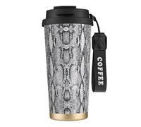 Longzehao snake skin black and white Print Leakproof Insulated Coffee Mug,Stainless Steel Dual Drink Travel Tumbler,17 OZ