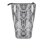 Longzehao snake skin black and white Print Telescopic Pencil Bag Pen Holder Pop Up Storage Case,Standing Portable pen Case