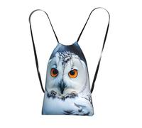 Longzehao Snowy Owl Eyes Print Drawstring Backpack,String Backpack Storage bag for Gym Traveling Sport Beach Swim