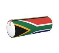 Longzehao South African flag Print Leather Pen Pouch Storage case Makeup Bag Office Stationerys Markers Case.