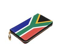 Longzehao South African flag Print Premium Leather Zip Around Wallet for Men and Women Checkbook Cover RFID Blocking
