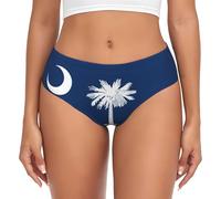 Longzehao South Carolina Flag Print Women's Beyondsoft Stretch Breathe Briefs Underwear,Comfort Flex Panties, Black, S