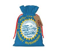 Longzehao South Dakota Flag Print Christmas Drawstring Gift Bags,Gift Wrapping Bag for Xmas Holiday Birthday Party