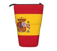 Longzehao Spanish flag Print Telescopic Pencil Bag Pen Holder Pop Up Storage Case,Standing Portable pen Case