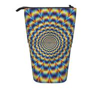 Longzehao Spiral Optical Illusion Gif Print Telescopic Pencil Bag Pen Holder Pop Up Storage Case, Standing Portable Pen Case, Black, One Size, Black, One size