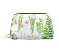 Longzehao Springtime Herb Garden Print Leather zipper makeup bag Cosmetic Pouch Travel Organizer Toiletry Clutch, White, One Size