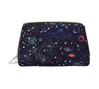 Longzehao Star Constellation Map Print Leather zipper makeup bag Cosmetic Pouch Travel Organizer Toiletry Clutch, White, One Size, White, One Size