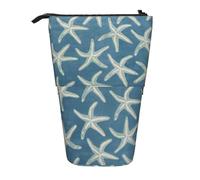 Longzehao Starfish Coastal Wool Print Telescopic Pencil Bag Pen Holder Pop Up Storage Case, Standing Portable Pen Case, Black, One Size, Black, One size