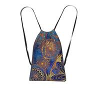 Longzehao Starry Sky Mandala Print Drawstring Backpack,String Backpack Storage bag for Gym Traveling Sport Beach Swim