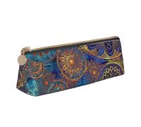 Longzehao Starry Sky Mandala Print Simple Triangular Pencil Case Storage Bag for Office Supplies, Cosmetics, Toiletries, White, One Size, Art Deco, White, One Size, Art Deco