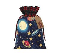 Longzehao Starry Sky Universe Cosmos Print Christmas Drawstring Linen Gift Bag, Christmas Gift Bags