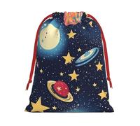 Longzehao Starry Sky Universe Space Print Drawstring Gift Bags For Christmas,Holiday Gift Wrapping Bag Assorted Sizes