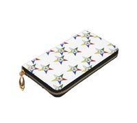 Longzehao Stars Eastern Stars Print Premium Leather Zip Around Wallet for Men and Women Checkbook Cover RFID Blocking