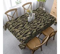 Longzehao Stylish Rectangular Washable Tiger Stripe Camo Print Tablecloth for Kitchen Wedding Party Dining Decorative